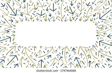 A frame of arrows doodle, edited under a mask on a white background.