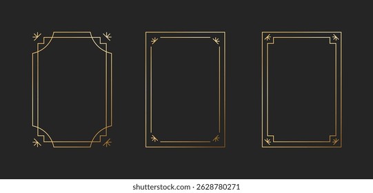 Frame art deco geometric shape golden  collection. Abstract modern minimalist border line.