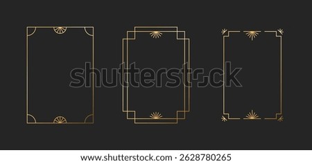 Frame art deco geometric shape golden  collection. Abstract modern minimalist border line.
