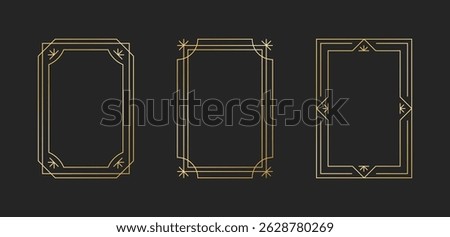 Frame art deco geometric shape golden  collection. Abstract modern minimalist border line.