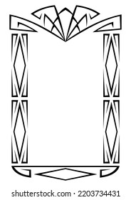 Frame with Art Deco ornament. Abstract element in vintage retro style.