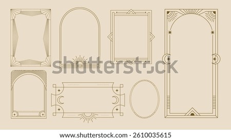 Frame Art Deco Set Geometric Card Border Celestial Banner Element Line Modern Vector Elegant Vintage Boho Luxury Holiday Art Nouveau Collection