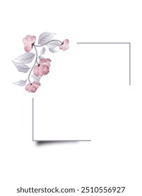 frame with art flower roses
