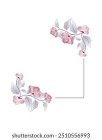 frame with art flower roses