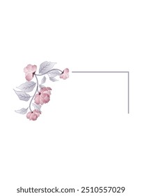 frame with art flower roses