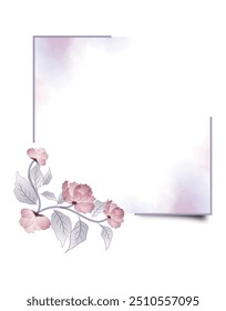frame with art flower roses