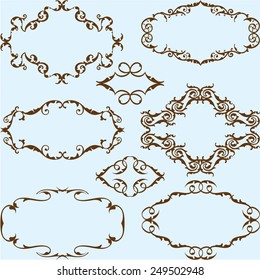 Frame art nice set is isolated on blue