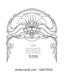 Frame In Art Nouveau Style With Space For Text. Outline Drawing.
Vector Illustration.