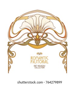 Frame In Art Nouveau Style With Space For Text In Traditional Color.
Vector Illustration.