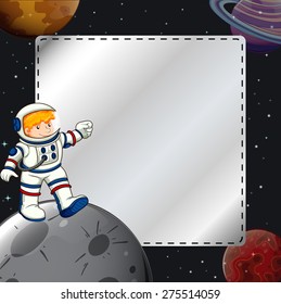 Frame with astronaut and planet design