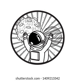 frame with astronaut with spacesuit in white background