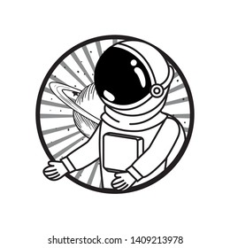 frame with astronaut with spacesuit in white background