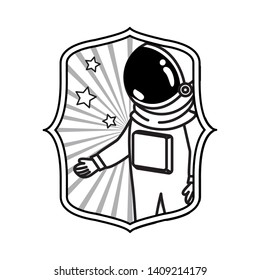 frame with astronaut with spacesuit in white background