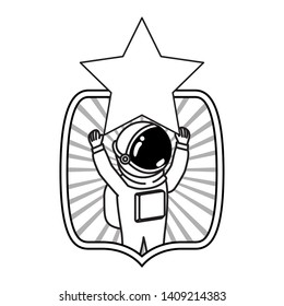 frame with astronaut and star in white background