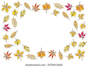 Frame with autumn leaves. Background with various foliage.