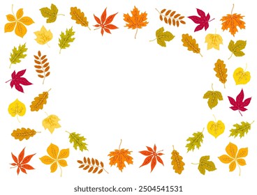 Frame with autumn leaves. Background with various foliage.