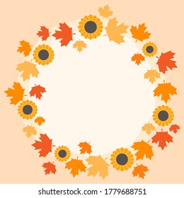 Frame with autumn leaves. Could be used for holidays, postcards, banners, flyers, etc.