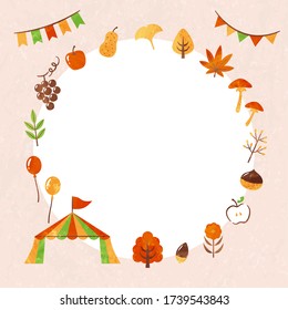 frame of autumn leaves and food