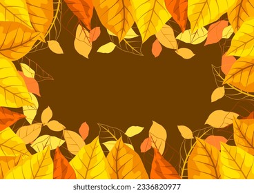 Frame with autumn leaves. Illustration with various foliage.