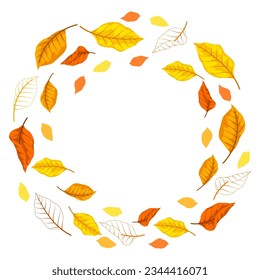 Frame with autumn leaves. Illustration with various foliage.