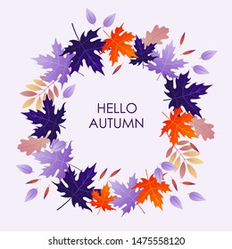 Frame of autumn leaves. Autumn template for banners, invitations, cards, flyers. Vector illustration.
