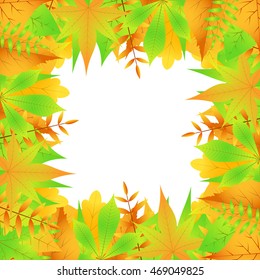 Frame of autumn leaves vector EPS 10.