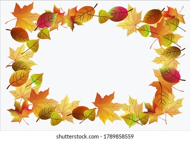 The frame with autumn leaves. Vector illustration.