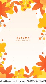 Frame with an autumn theme. A vertical background material suitable for smartphone banners and backgrounds.