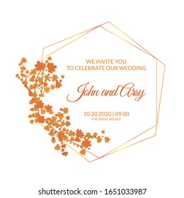 frame of the autumn vector flower as a background for wedding invitations