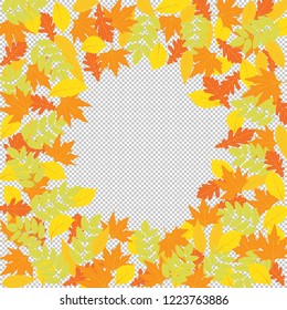 Frame autumn yellowed leaves. Design, decoration, free space for your text or logo. Vector