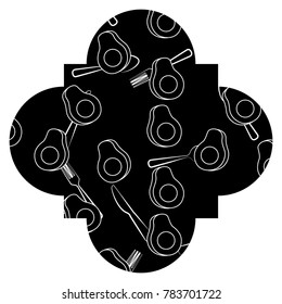 frame with avocado and cutlery pattern background