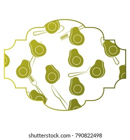 frame with avocado and cutlery pattern background
