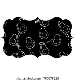 frame with avocado and cutlery pattern background