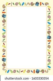 frame with back to school theme elements. School theme frame. Education theme borders clipart
