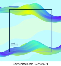 Frame background with 3d colorful bright blue waves vector illustration