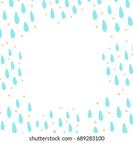 Frame background with blue abstract drop for text, invitation, sale, banner, poster, card.