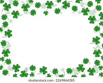 Frame background with clover leaves. St. Patrick's day symbol	