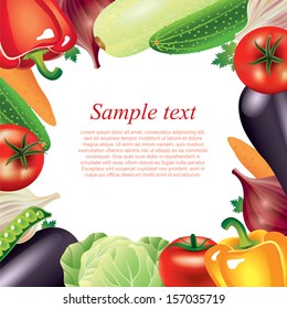 Frame background with colorful vegetables in vector