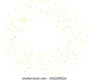 Frame, background with golden glitter, round confetti. Vector illustration. Festive background 