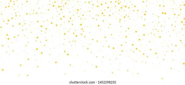 Frame, background with golden glitter, round confetti. Vector illustration. Festive background 