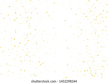 Frame, background with golden glitter, round confetti. Vector illustration. Festive background 