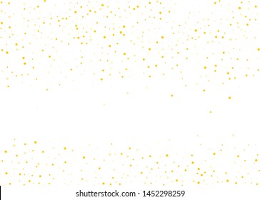 Frame, background with golden glitter, round confetti. Vector illustration. Festive background 