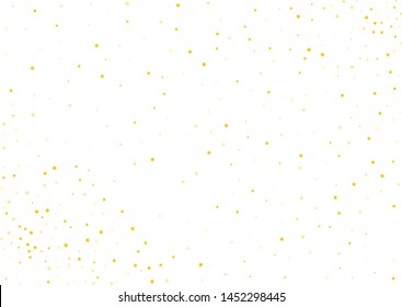 Frame, background with golden glitter, round confetti. Vector illustration. Festive background 