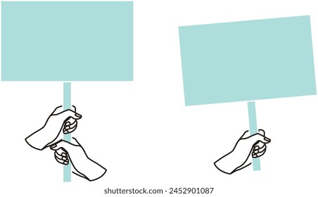 Frame background of hand-distributed flyers and hand-held signs