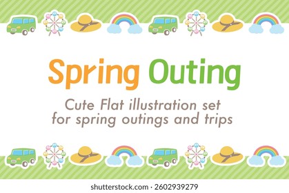 Frame background illustration for Golden Week, which represents Children's Day and going out by car traveling_with copy space