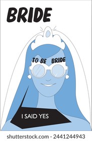 Frame, background for an invitation to a pre-wedding party, the bride in a veil.