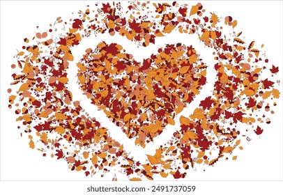 frame Background material designed with autumn leaves, branches, berries, fruits, mushroom. Vector illustration