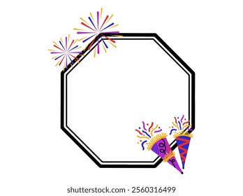 Frame Background New Years Trumpet Fireworks