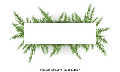 Frame background with pine leaf with copy space, isolated on white color background, Vector Illustration EPS 10