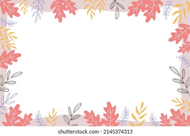 Frame background with plants and leaves with copy space, isolated on white color background , Vector Illustration EPS 10, decorative frame nature 